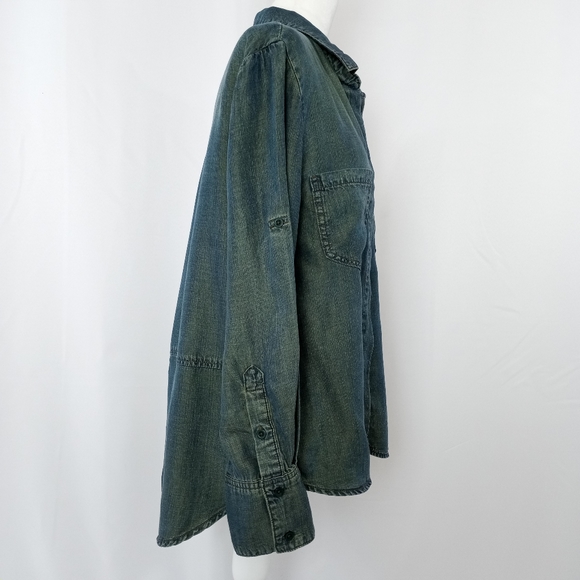 Bella Dahl Tencel Chambray Hi/Low Button Down Shirt - Picture 5 of 11